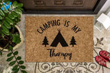 Personalized Name Family House Camping Is My Therapy Doormat Welcome Mat Housewarming Gift Home Decor Funny Doormat Gift For Camper Lovers Gift For Friend Birthday Gift