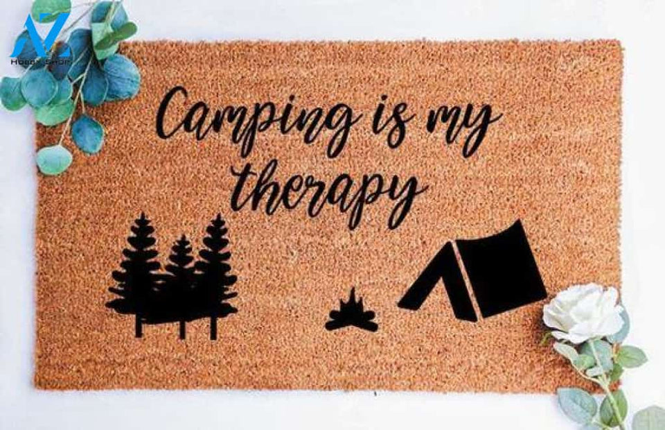 Personalized Name Family House Camping Is My Therapy Welcome Door Mat Welcome Mat House Warming Gift Home Decor Funny Doormat Gift Idea