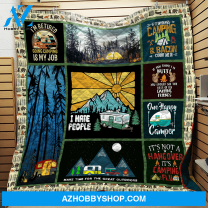 Camping Make Time For Great Outdoor Fleece Blanket