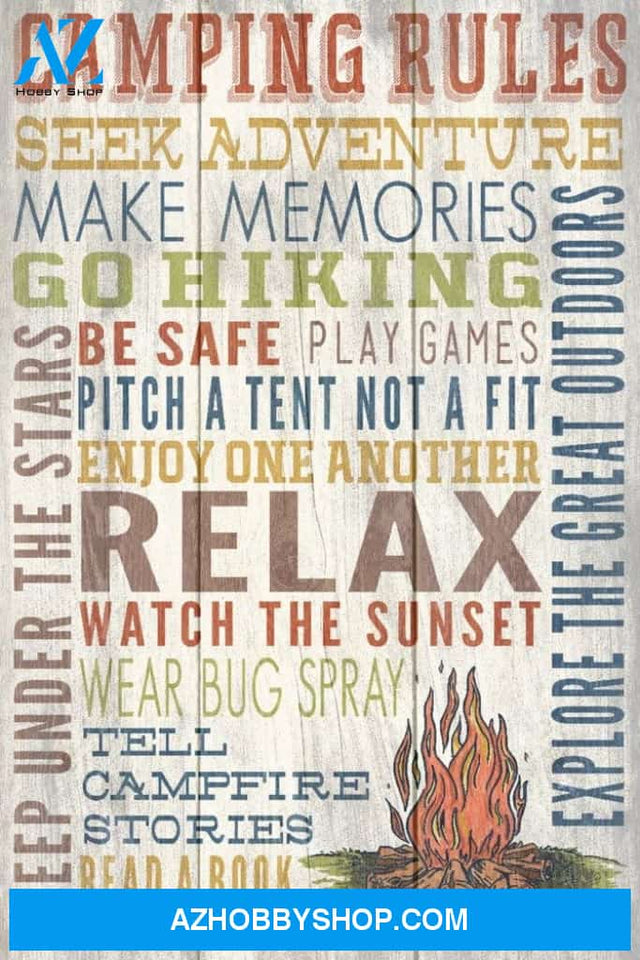 Camping Rules - Rustic Typography