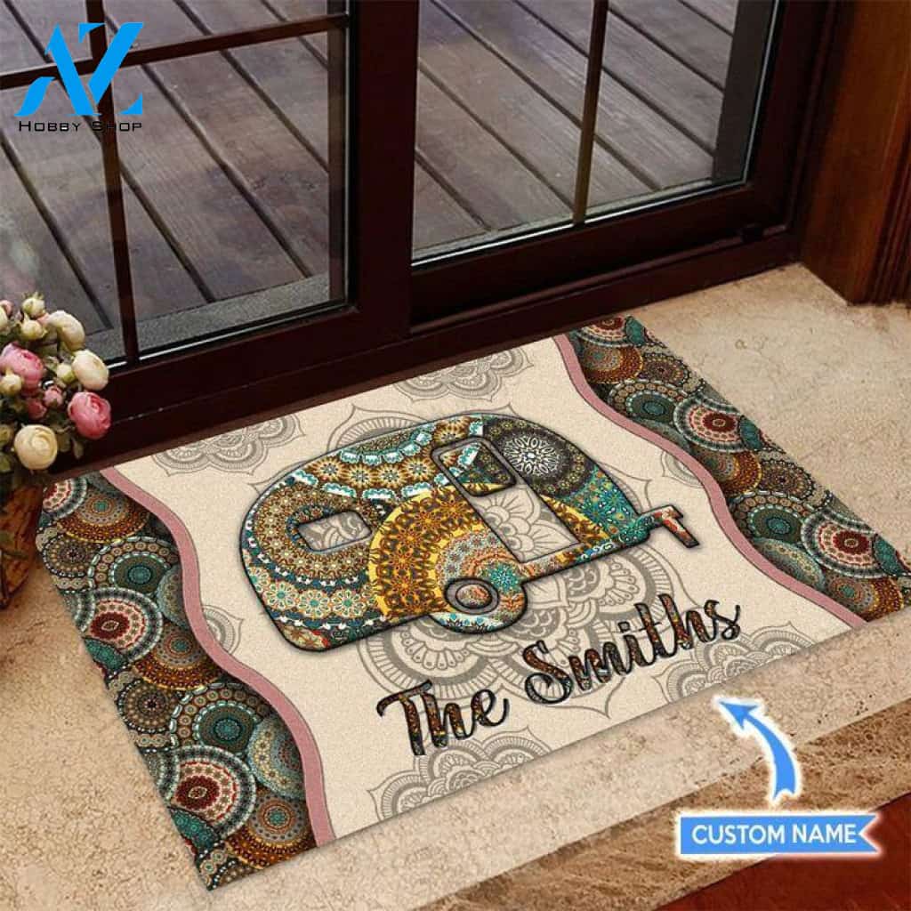 Camping RV Mandala Custom Doormat | Welcome Mat | House Warming Gift