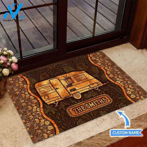 Camping RV Unique Brown Custom Doormat | Welcome Mat | House Warming Gift