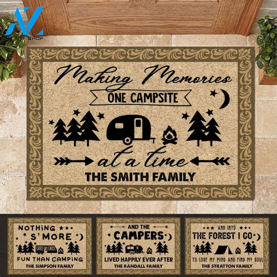 Camping Vintage Doormat Making Memories At Our Campsite Personalized Doormat