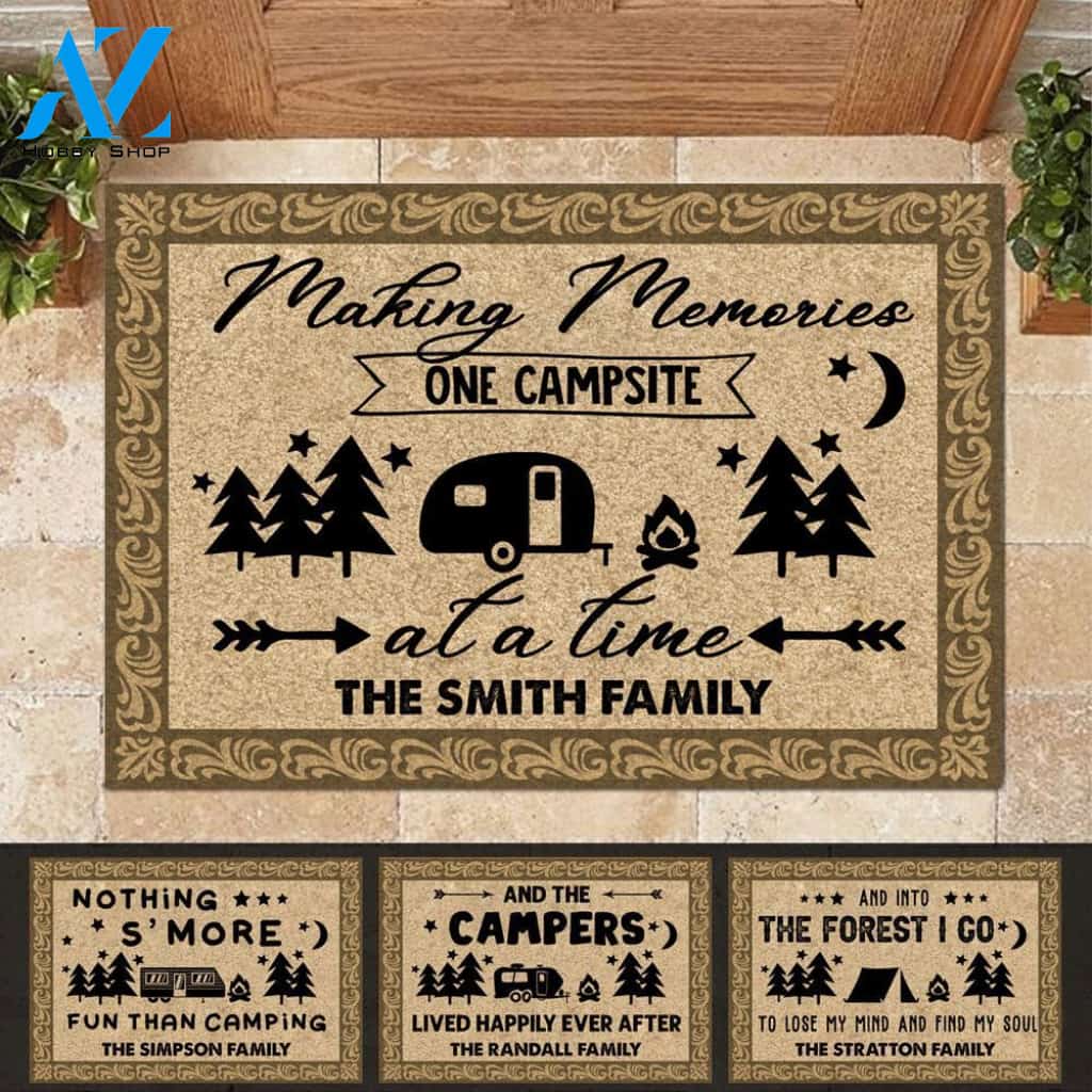 Camping Vintage Doormat Making Memories At Our Campsite Personalized Doormat