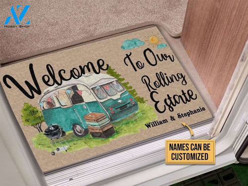 Camping Welcome To Our Rolling Estate Custom Doormat