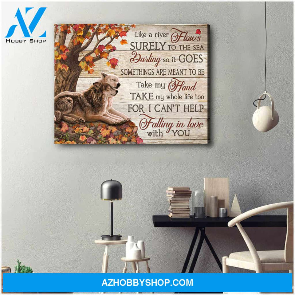 Can Help Falling In Love With You Romantic Couple Canvas Wall Art