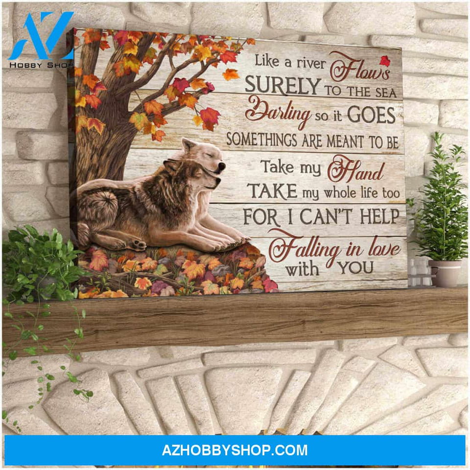 Can Help Falling In Love With You Romantic Couple Canvas Wall Art