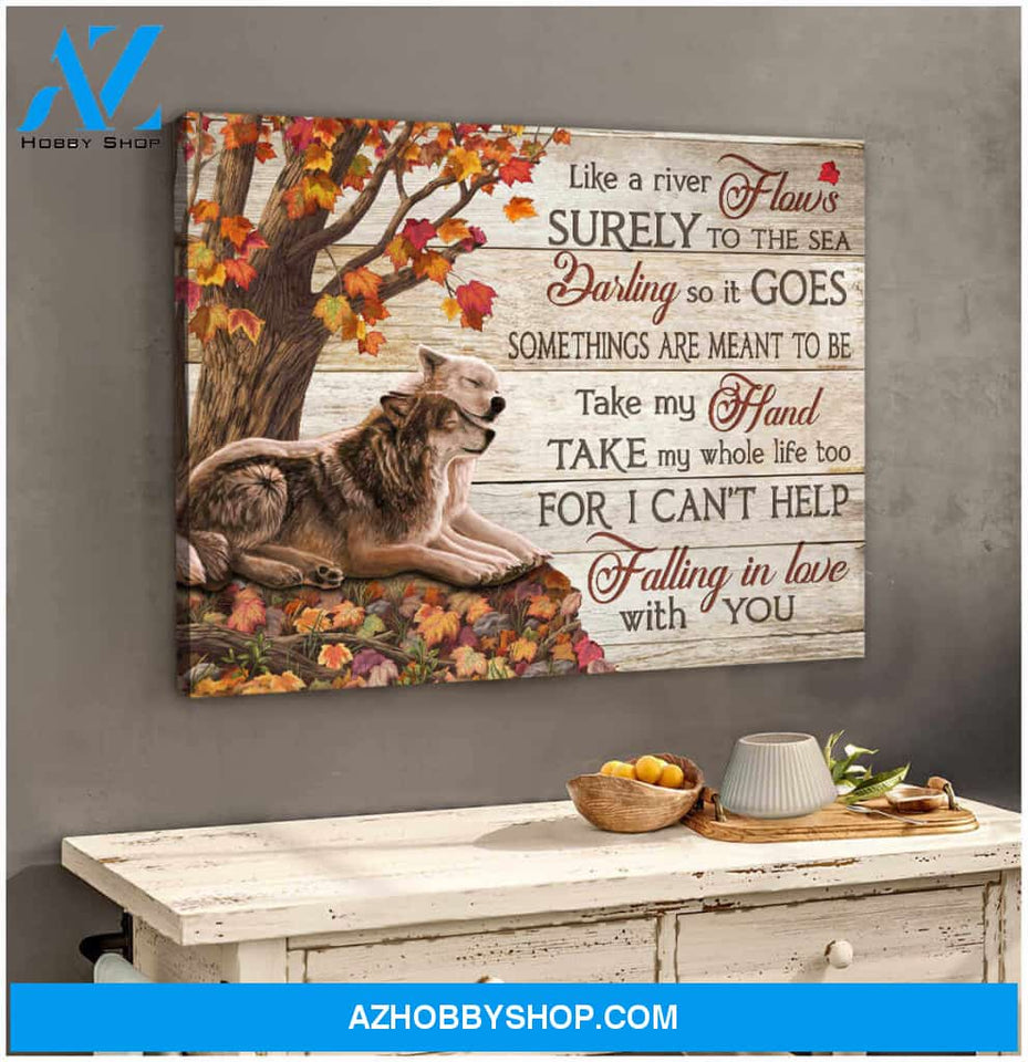 Can Help Falling In Love With You Romantic Couple Canvas Wall Art