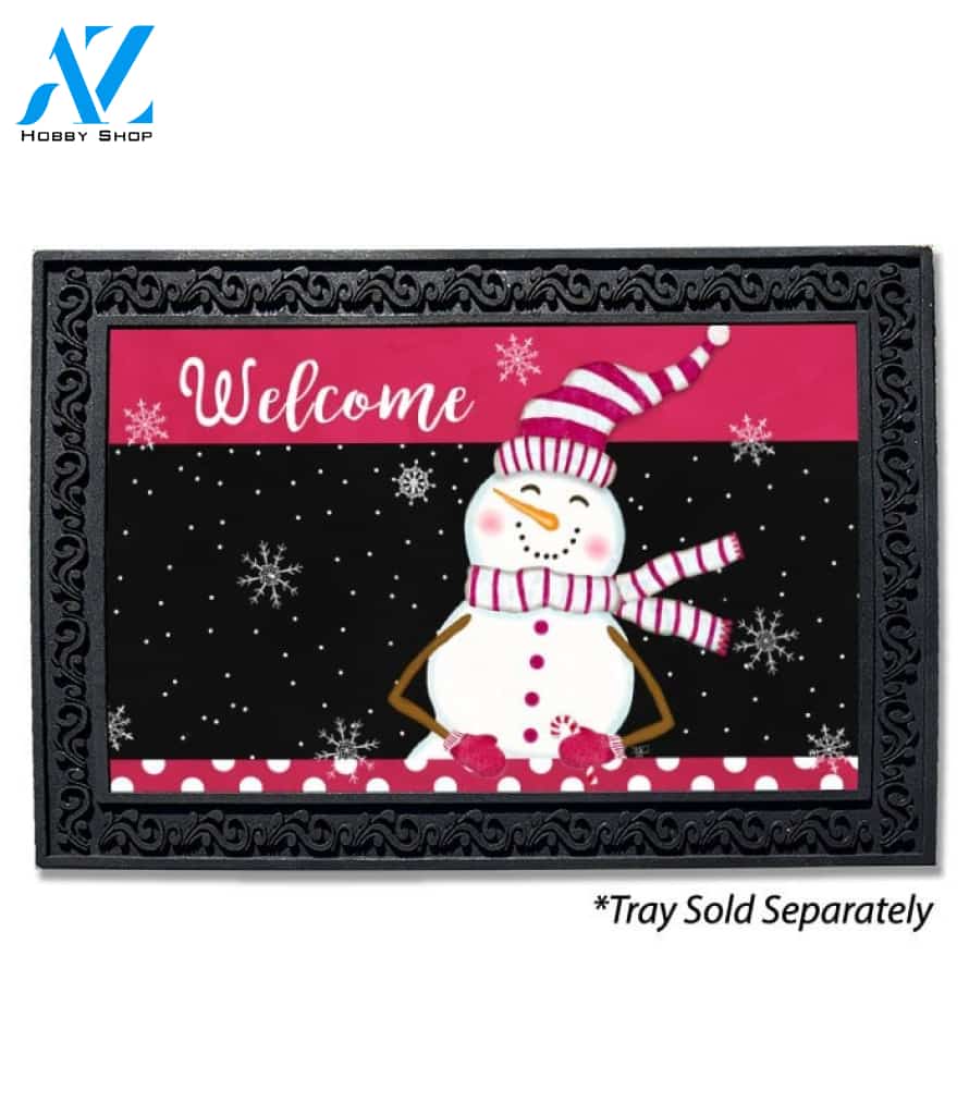 Candy Cane Snowman Doormat - 18" x 30"