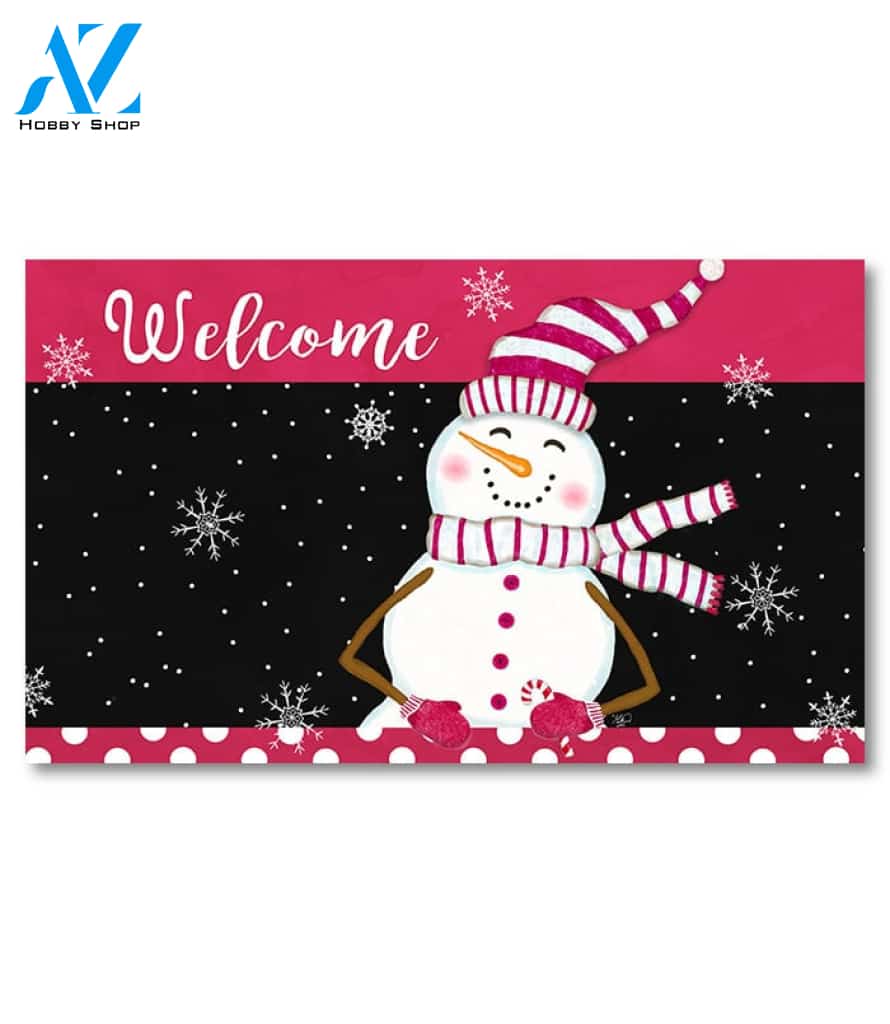 Candy Cane Snowman Doormat - 18" x 30"
