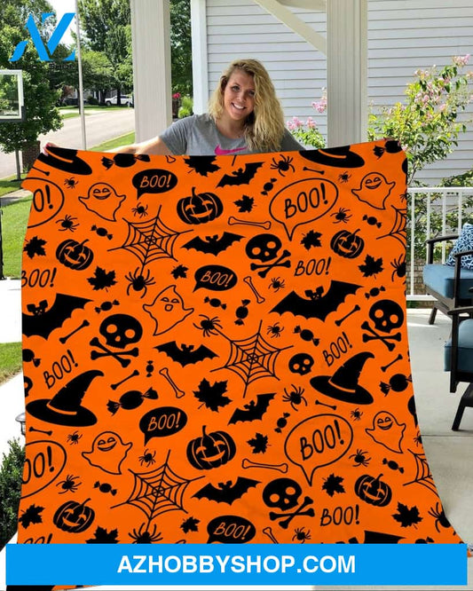 Candy Ghost Boo Halloween Gift Fleece Blanket - Sherpa Blanket
