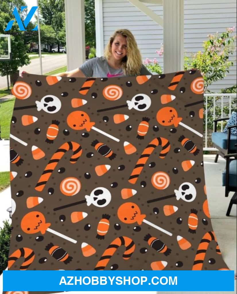 Candy Trick Or Treat Halloween Gift Fleece Blanket - Sherpa Blanket