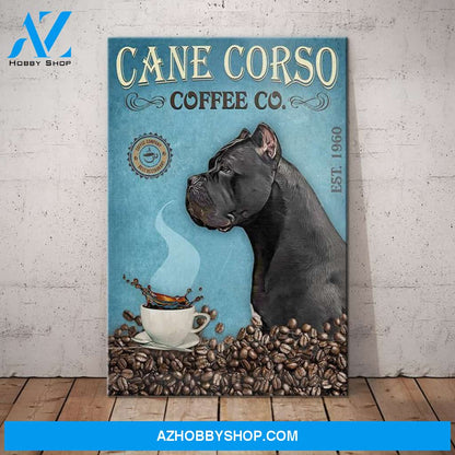 Cane Corso Dog Coffee Company Canvas Wall Art, Wall Decor Visual Art