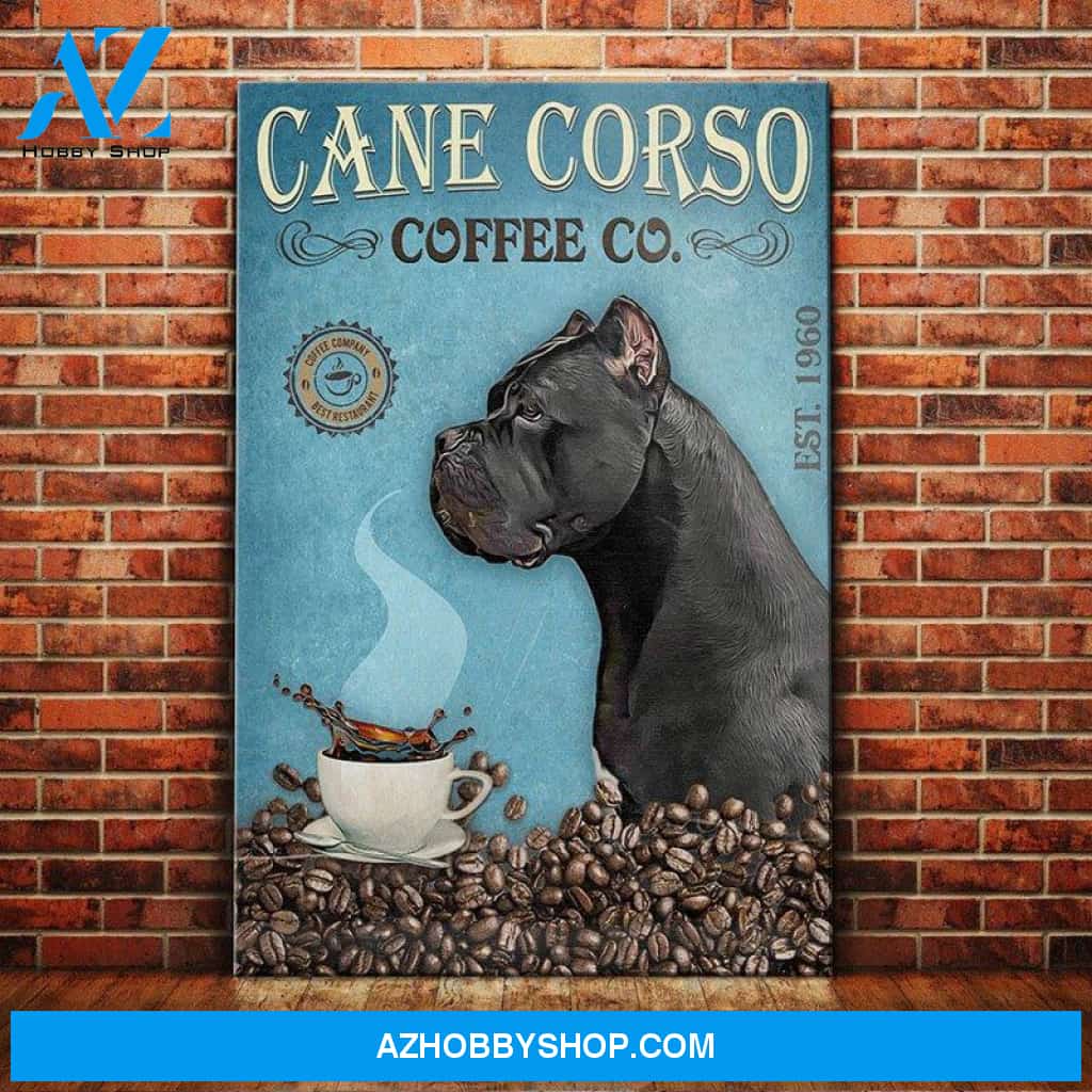 Cane Corso Dog Coffee Company Canvas Wall Art, Wall Decor Visual Art