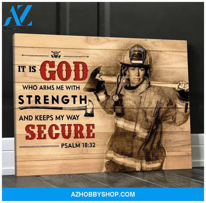 Canvas - American Firefighter - Bible Verse