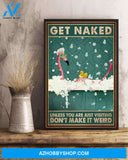 Get Naked Unless You Are Just Visiting Canvas And Poster, Wall Decor Visual Art, Funny Flamingo Wall Art Print For Bathroom Decor