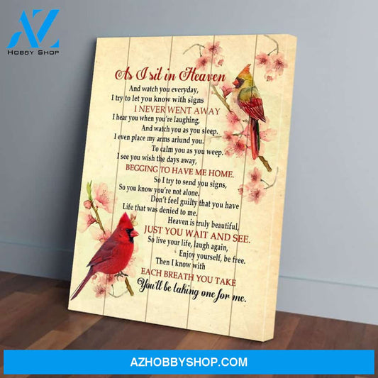 Cardinal Canvas Prints, As I Sit In Haeven Vintage Canvas, Wall Decor, Farmhouse Decor