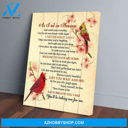 Cardinal Canvas Prints, As I Sit In Haeven Vintage Canvas, Wall Decor, Farmhouse Decor