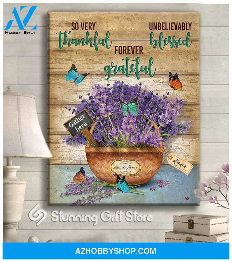 Canvas – Butterfly – Lavender – Thankful Grateful Blessed