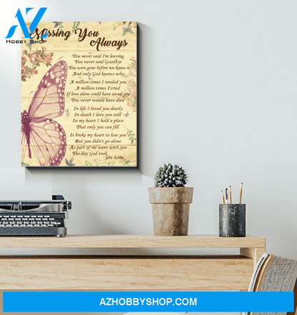 Canvas Butterfly Missing You Always