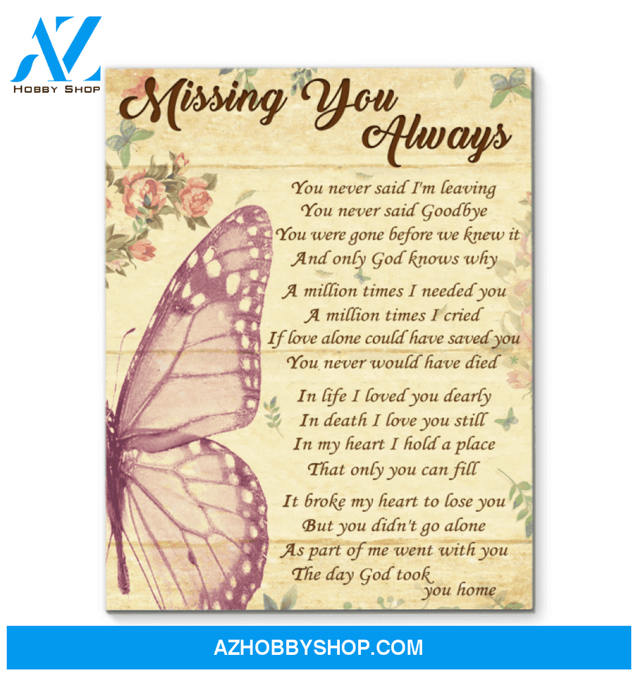 Canvas Butterfly Missing You Always