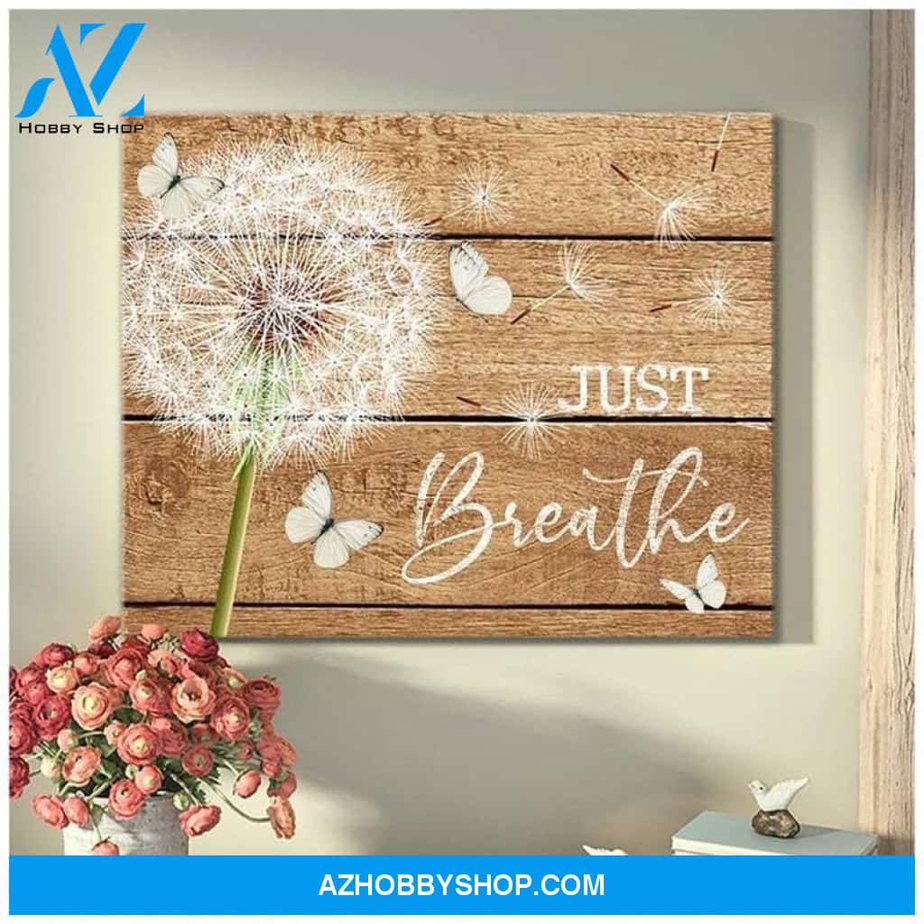 Canvas Painting Dandelion And Butterfly Canvas Wall Art Decor Wooden Stretcher Just Breathe