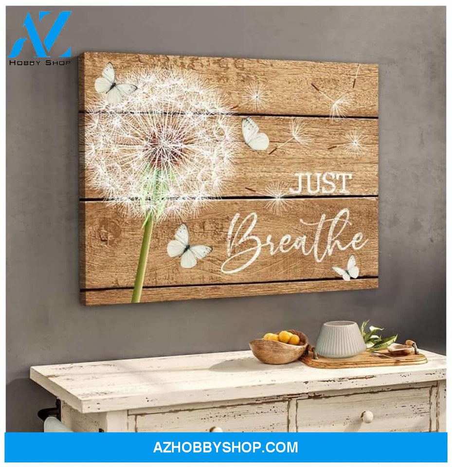 Canvas Painting Dandelion And Butterfly Canvas Wall Art Decor Wooden Stretcher Just Breathe
