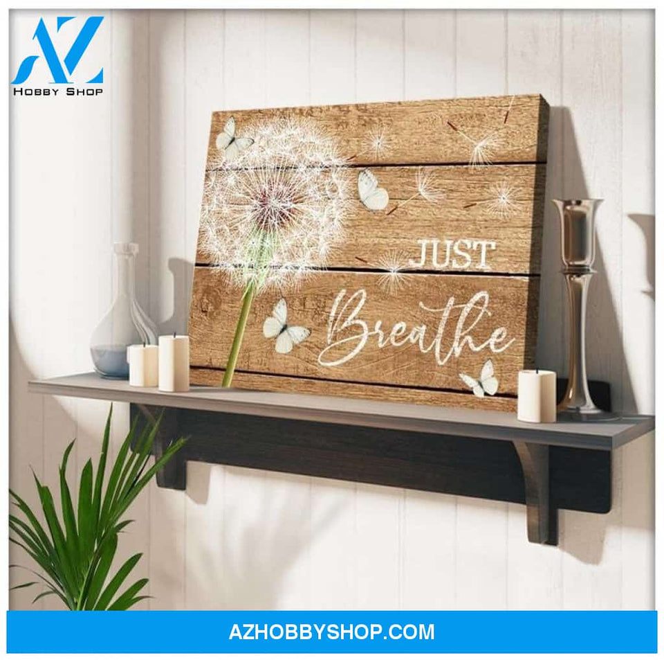 Canvas Painting Dandelion And Butterfly Canvas Wall Art Decor Wooden Stretcher Just Breathe