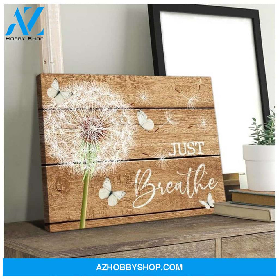 Canvas Painting Dandelion And Butterfly Canvas Wall Art Decor Wooden Stretcher Just Breathe