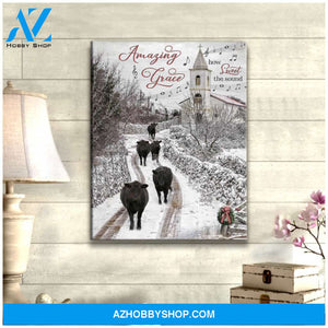 Canvas Prints Christian Art Wall Decor Amazing Grace Farm Church and Angus Cows Ohcanvas