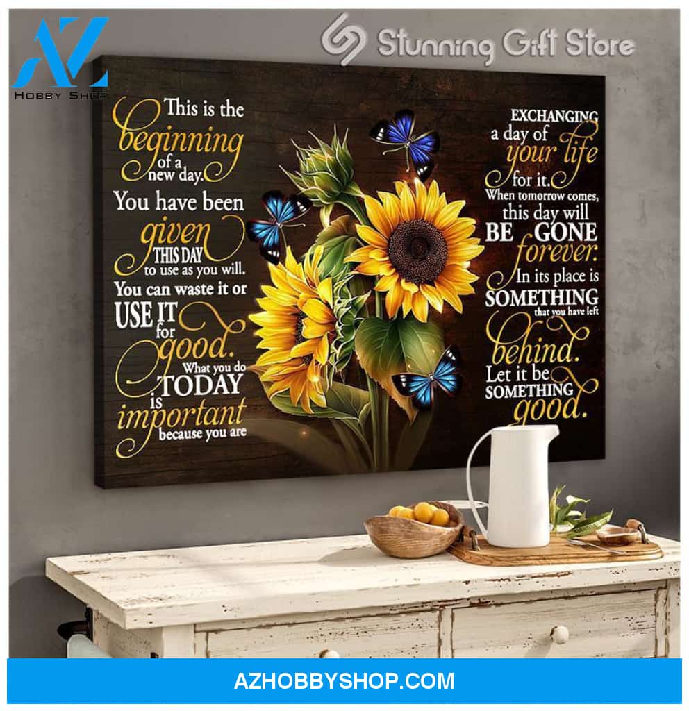 Canvas – Sunflower – Butterfly – This Is A Beginning Of A New Day 0406