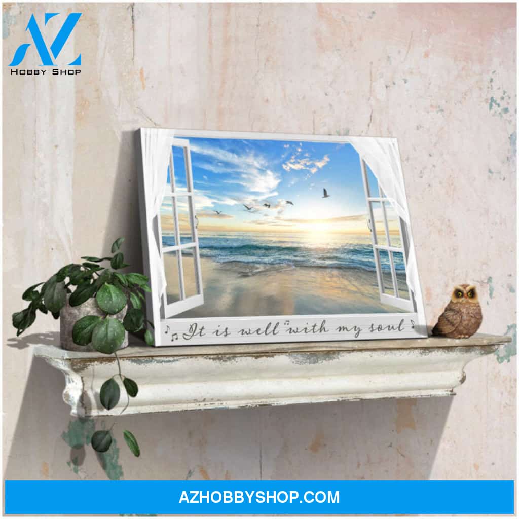 Canvas Wall Coastal Decor Beautiful Sunrise Beach View It Is Well With My Soul Nature Art Ohcanvas
