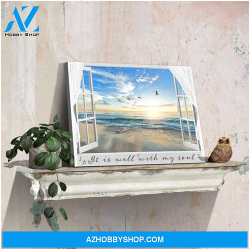 Canvas Wall Coastal Decor Beautiful Sunrise Beach View It Is Well With My Soul Nature Art Ohcanvas