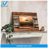 Canvas Wall Decor Barn Wood Window Alone tree on meadow at sunset Ohcanvas