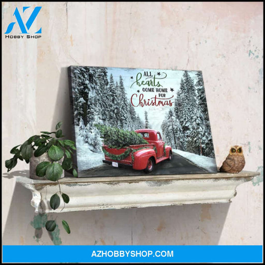 Canvas Wall Decor Christmas Gifts Red Truck All Hearts Come Home for Christmas Ohcanvas