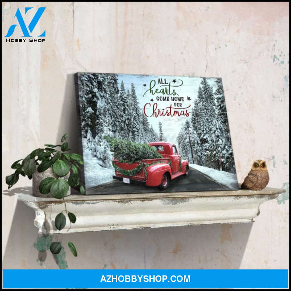 Canvas Wall Decor Christmas Gifts Red Truck All Hearts Come Home for Christmas Ohcanvas