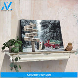 Canvas Wall Decor Christmas Gifts Red Truck and Labrador Retriever At Christmas All roads lead home Ohcanvas
