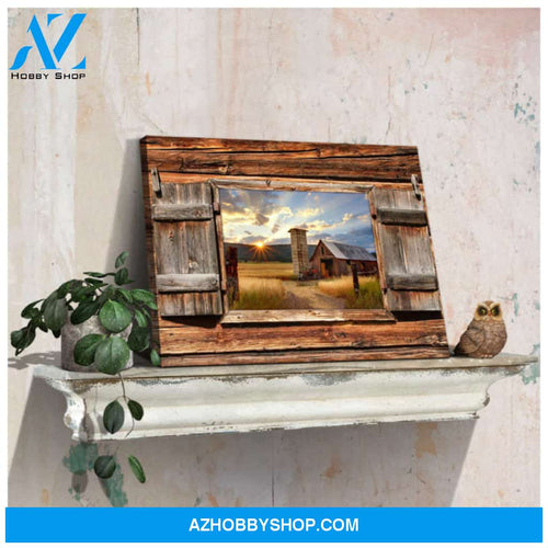 Canvas Wall Decor Farmhouse Window Gorgeous Sunrise on the farm Ohcanvas