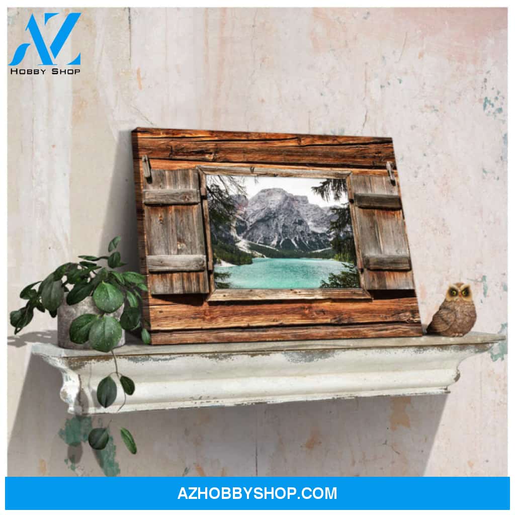 Canvas Wall Decor Window Mountain River Landscape Ohcanvas