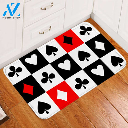Card Suits Checked Door Mat