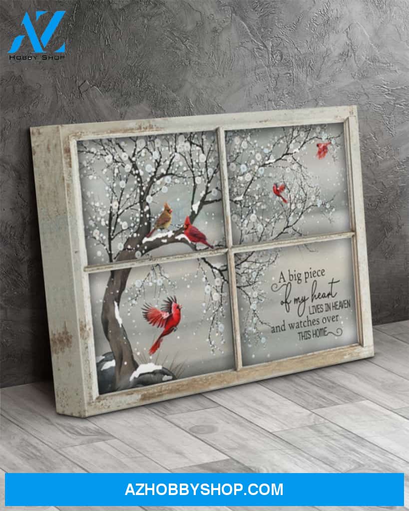 Cardinal, A big piece of my heart lives in heaven - Widow Matte Canvas, gift for you, gift for cardinal lover, memory gift, gift for widow, gift to widow, memory gift c64