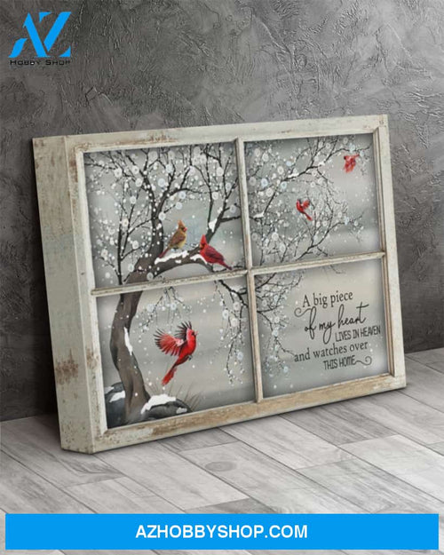 Cardinal, A big piece of my heart lives in heaven - Widow Matte Canvas, gift for you, gift for cardinal lover, memory gift, gift for widow, gift to widow, memory gift c64