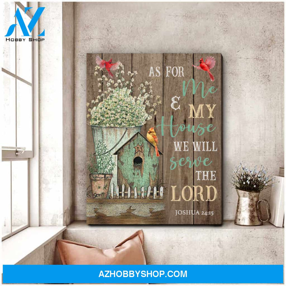 Cardinal and Farmhouse Canvas As for me and my house We will serve the Lord Wall Art Decor