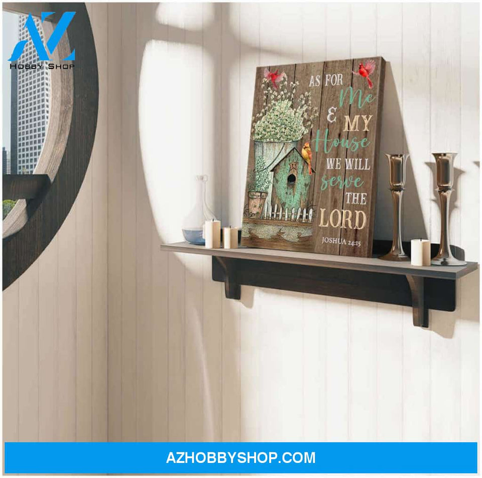 Cardinal and Farmhouse Canvas As for me and my house We will serve the Lord Wall Art Decor