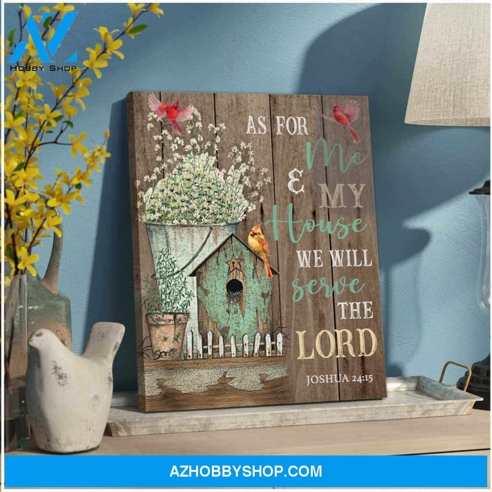 Cardinal and Farmhouse Canvas As for me and my house We will serve the Lord Wall Art Decor
