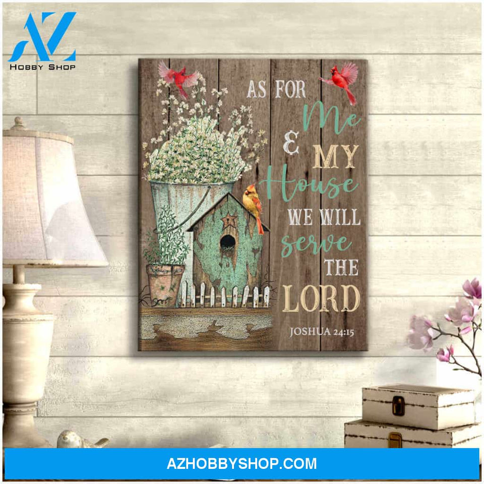 Cardinal and Farmhouse Canvas As for me and my house We will serve the Lord Wall Art Decor