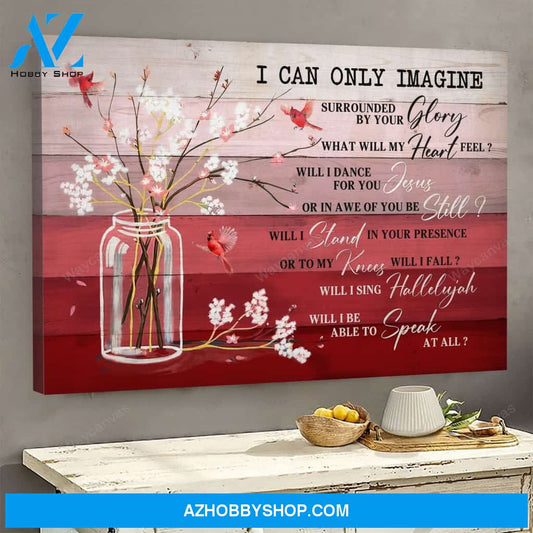 Cardinal and flower - I can only imagine Jesus Landscape Canvas Print - Wall Art