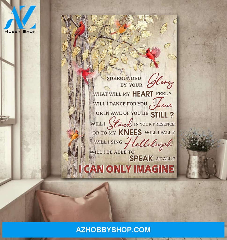 Cardinal and golden tree - I can only imagine - Jesus Portrait Canvas Prints, Wall Art
