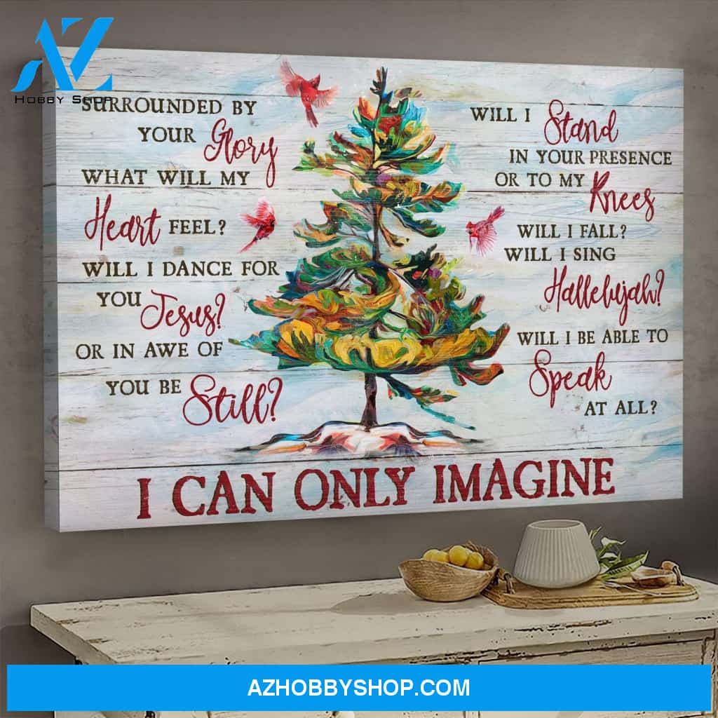 Cardinal and stunning tree - I can only Imagine - Jesus Landscape Canvas Print - Wall Art