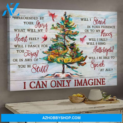Cardinal and stunning tree - I can only Imagine - Jesus Landscape Canvas Print - Wall Art